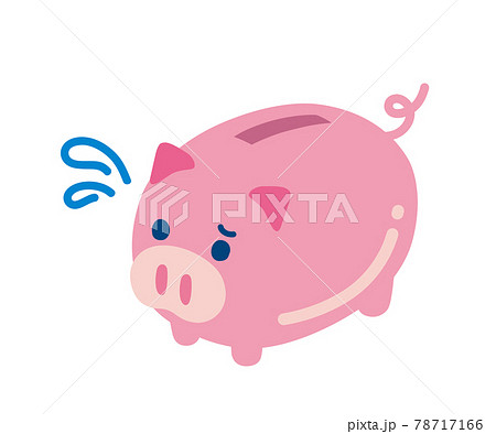 困っている豚の貯金箱のイラストのイラスト素材