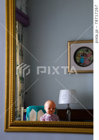 Creepy Looking Plastic Toy Doll Reflection In Mirror Creepy Looking Plastic Toy Doll Reflection In Mirror 78717267