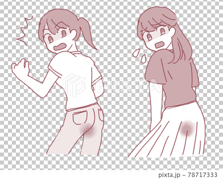 生理中、経血漏れに気付いた女性(透過png) 78717333