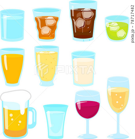 グラスに入った飲み物のイラストセットのイラスト素材