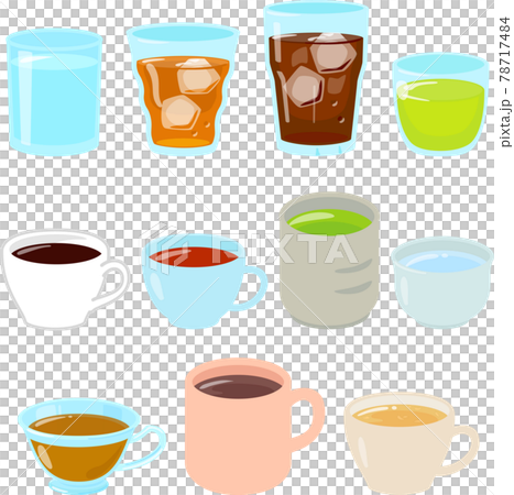 冷たい飲み物と温かい飲み物のイラストセット 冷たい飲み物と温かい飲み物のイラストセット 78717484
