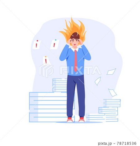 Flat cartoon office employee characters,work stress deadline vector illustration concept 78718536