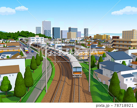 電車の走る街の風景 駅 電車の走る街の風景 駅 78718921