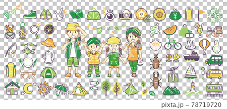 Family icon illustration set to enjoy outdoor leisure sightseeing and travel during summer vacation Family icon illustration set to enjoy outdoor leisure sightseeing and travel during summer vacation 78719720