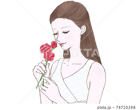 バラを持つ女性のイラスト素材 [78720268] - PIXTA