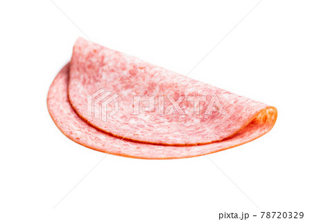 Sliced smoked salami. 78720329
