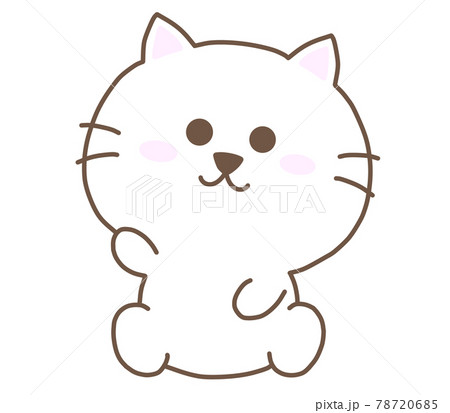 手をあげるしろねこのイラスト素材 [78720685] - PIXTA