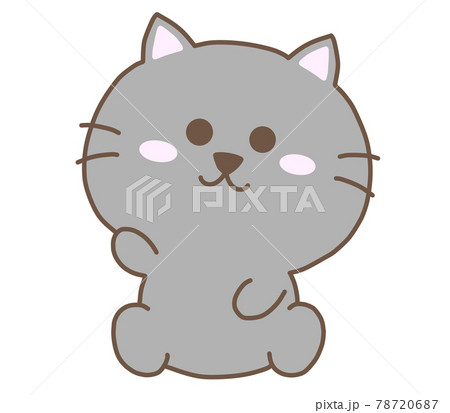 手をあげるくろねこのイラスト素材