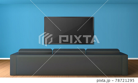 Empty living room with tv screen and sofa Empty living room with tv screen and sofa 78721295