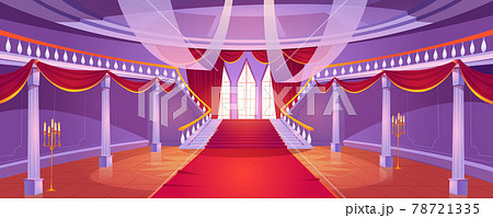 Hall interior with staircase in medieval castle Hall interior with staircase in medieval castle 78721335