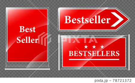 Best seller offer signboards and pointer icons set 78721372