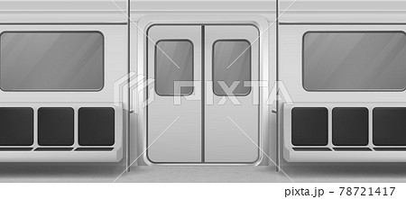 Subway wagon interior inside view with door, seats 78721417