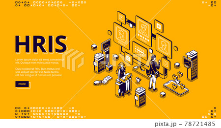 Hris isometric landing page. Human resources tech 78721485
