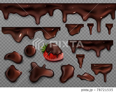 Realistic drops and stains of melted chocolate 78721535