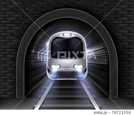 Vector realistic modern subway train in tunnel 78721558