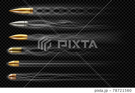 Flying bullets with smoke traces from gun shot 78721560