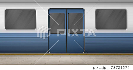 Subway door, metro train on empty station platform Subway door, metro train on empty station platform 78721574