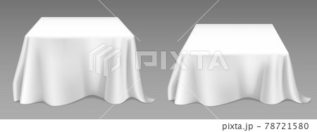 Vector Realistic White Tablecloth On Tablesのイラスト素材