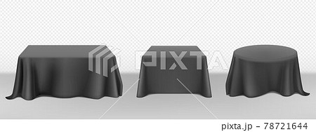 Vector Realistic Black Tablecloth On Tablesのイラスト素材