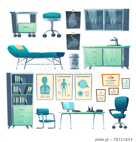 Clinic interior doctor stuff isolated hospital set 78721654