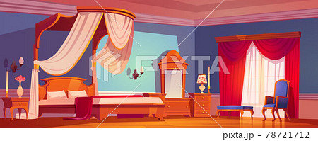 Victorian bedroom, royal interior at morning. 78721712
