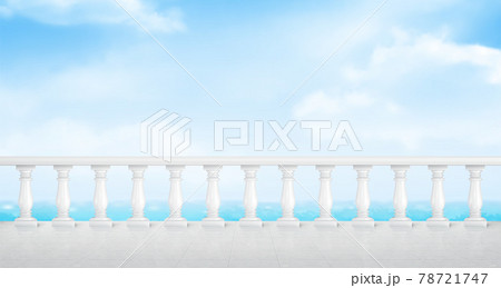 White marble balustrade on balcony or seafront White marble balustrade on balcony or seafront 78721747