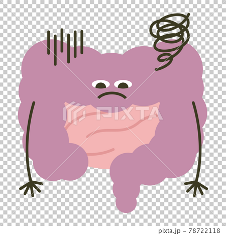 大腸のキャラクター 元気がない大腸のイラスト のイラスト素材