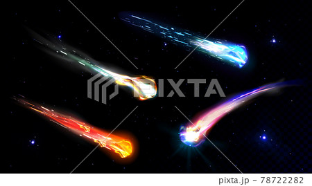 Falling comets, asteroids or meteors with flame 78722282