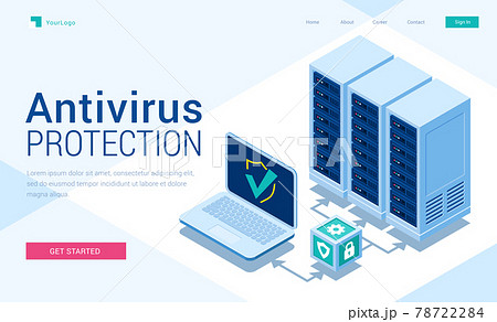 Antivirus protection isometric landing page banner 78722284