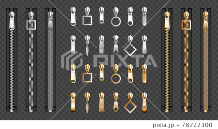 Metal zip fasteners, silver zippers puller set Metal zip fasteners, silver zippers puller set 78722300