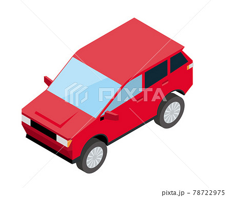 SUV車CUV　アイソメトリックスの自動車のイラスト　3D立体イラスト白バック　ベクターデータ 78722975