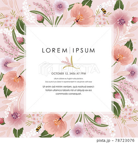 Vector illustration of a beautiful floral frame for Wedding, anniversary, birthday and party. Design for invitation card, picture frame, poster, scrapbook Vector illustration of a beautiful floral frame for Wedding, anniversary, birthday and party. Design for invitation card, picture frame, poster, scrapbook 78723076