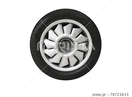 Sports car wheel on a light alloy rim isolated on white 78723633