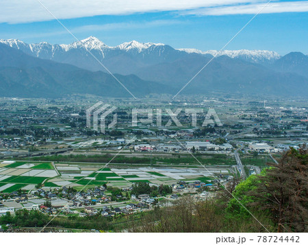 アルプス公園展望台より北アルプス連峰と松本平 アルプス公園展望台より北アルプス連峰と松本平 78724442