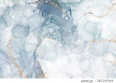 Vector Alcohol ink shape in tender blue and gold. 78724764