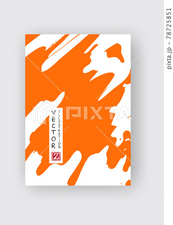 Orange ink brush stroke on white background. Japanese style. Orange ink brush stroke on white background. Japanese style. 78725851