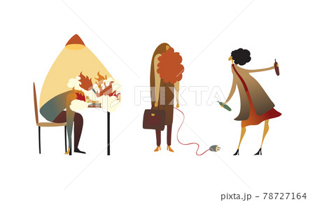 People Experiencing Negative Emotions Isolated on White Background Vector Set 78727164