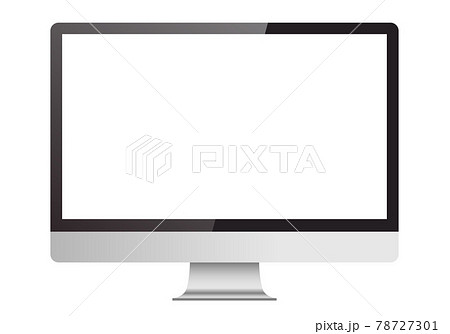リアルなデスクトップコンピューターのベクターイラスト(モックアップ、空白) 78727301