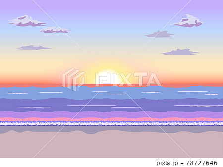 朝焼けが綺麗な早朝の海の風景イラストのイラスト素材 [78727646] - PIXTA