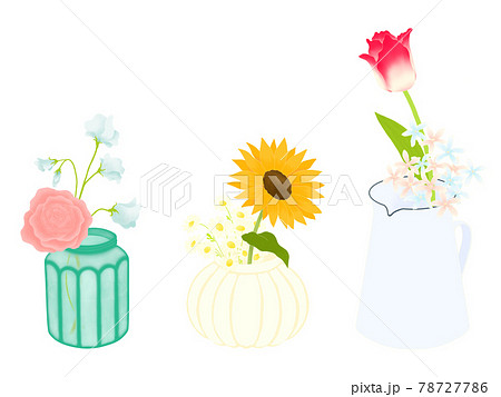 花瓶に飾られたお花のイラストセット 78727786