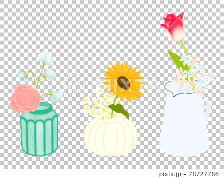 花瓶に飾られたお花のイラストセット 78727786