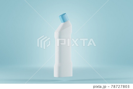 Toilet cleaner bottle with sea fragrance or detergent product for bathroom cleaning, liquid bleach on isolated blue background. White container disinfectant gel, 3d illustration mock up empty package 78727803