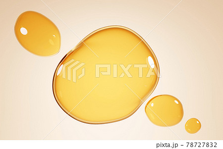Gold stains of oil, serum droplets or honey on beige background. Bubbles collagen essence, mockup liquid yellow drops of cosmetic or food oil, 3d illustration top view on clear yellow puddles of water Gold stains of oil, serum droplets or honey on beige background. Bubbles collagen essence, mockup liquid yellow drops of cosmetic or food oil, 3d illustration top view on clear yellow puddles of water 78727832