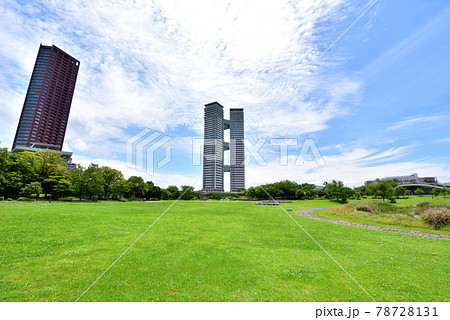 福岡アイランドシティ風景　アイランドシティ中央公園　修景池　タワーマンション　 78728131