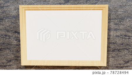 Blank canvas in wood frame on the wall 3d illustration 78728494