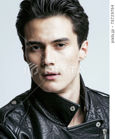 young handsome man, leather jacked on naked torso, emotional posing, white background, modern guy, lifestyle people concept close up young handsome man, leather jacked on naked torso, emotional posing, white background, modern guy, lifestyle people concept close up 78729764