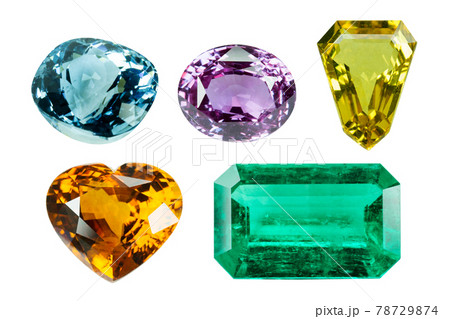 Mix of Bright gems isolated on a white background Mix of Bright gems isolated on a white background 78729874