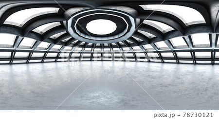 full 360 degree panorama view of bright conrete building hall dome with futuristic architecture design 3d render illustration hdri hdr vr style full 360 degree panorama view of bright conrete building hall dome with futuristic architecture design 3d render illustration hdri hdr vr style 78730121