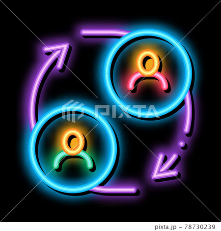 change human photo on fake neon glow icon illustration 78730239