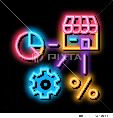 franchise infographic mechanical gear percent neon glow icon illustration 78730441